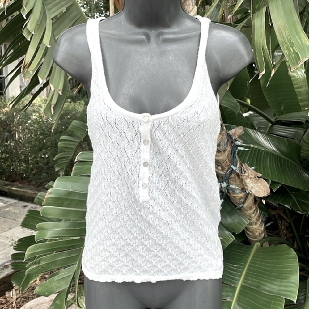 Zara crochet halter knit lace with mother of pearl buttons